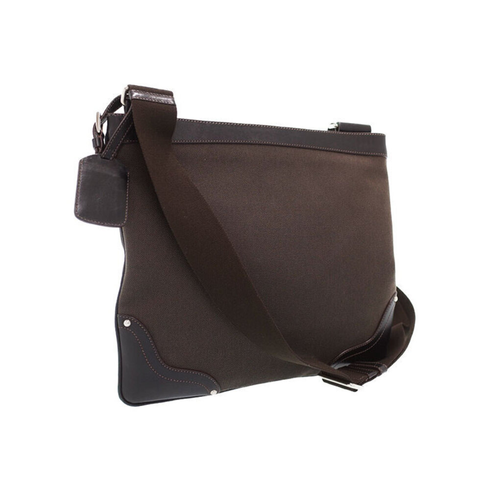 Prada brown Shoulder Bag Leather Logo Canvas
